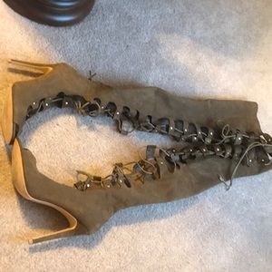 Thigh high lace up boots